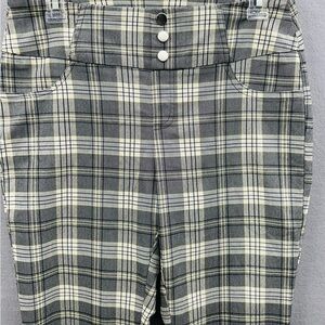 Cato Mid Rise Plaid Ankle Pants Women 8P Gray White Black Slim Fit Stretch Pull